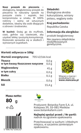 Gluten Free Baking Powder, Organic 80g