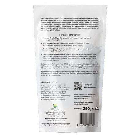Sweet soluble fiber - chicory oligofructans, gluten-free prebiotic 250g