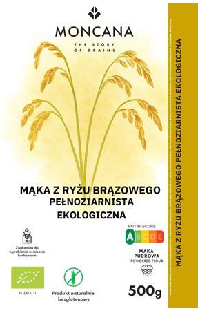 Bezglutenowa mąka ryżowa pełnoziarnista, EKOlogiczna mąka pudrowa 500g