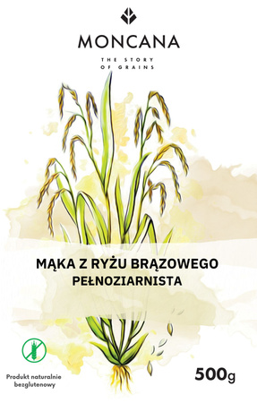 Mąka ryżowa pełnoziarnista, bezglutenowa mąka pudrowa 500g