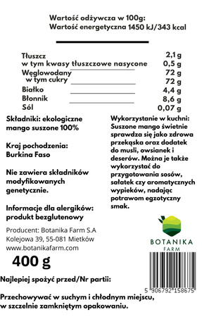 Mango suszone EKO 400g