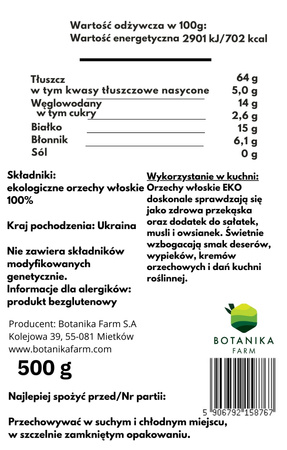 Orzechy włoskie EKO 500g
