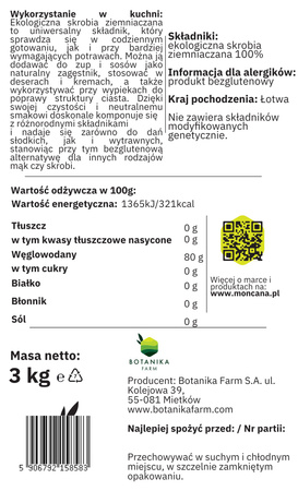 Bezglutenowa skrobia ziemniaczana z ekologicznych ziemniaków 3 kg