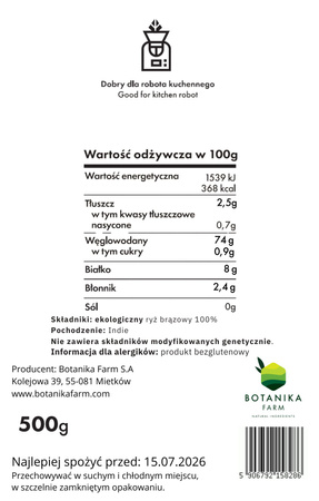 Whole grain rice flour, gluten-free and EKOlogical powdered flour 500g 