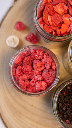 Gefriergetrocknete Himbeeren 35g-Glas