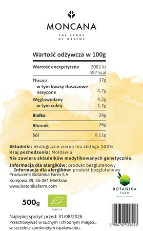 Ekologiczne siemię lniane złote 500g