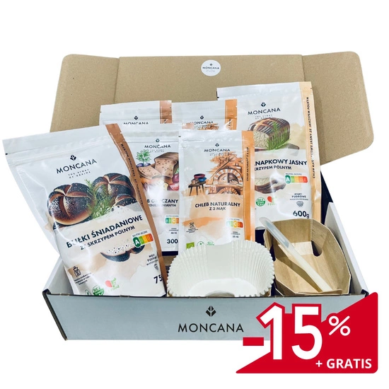 Set mit Brot- und Brötchenbackmischungen, Formen und Pfannen, glutenfreiem Mehl, Messer GRATIS [D]